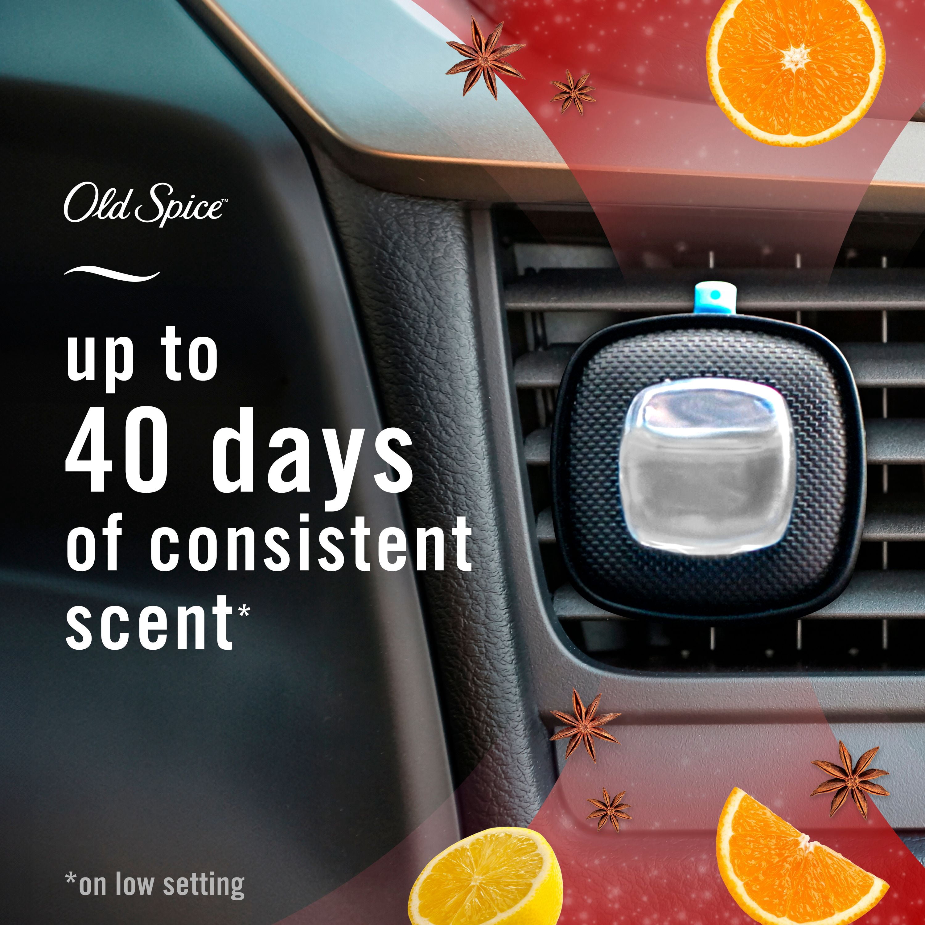 Febreze Odor-Fighting Auto Air Freshener, Vent Clip, Old Spice, 4ct