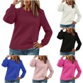 thumbnail image 1 of WRKEKC T-Shirts à Manches Longues pour Femmes, Hauts d'Été pour Femmes, Hauts Décontractés Unis à Texture Torsadée Col Rond Manches Longues, 1 of 4