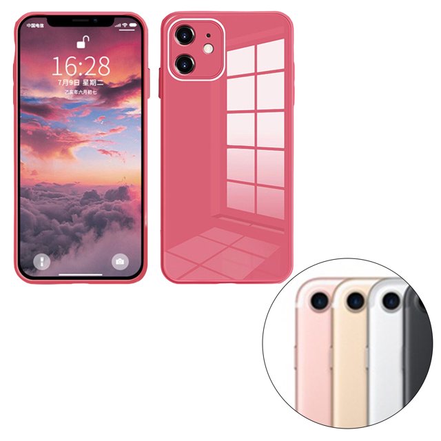 ziyahi Glass Back Phone Covers with Solid Color Full Rugged Bumper Anti-Slip Design for Iphone 7P/8P/7/8/XS Max/XR/X/XS