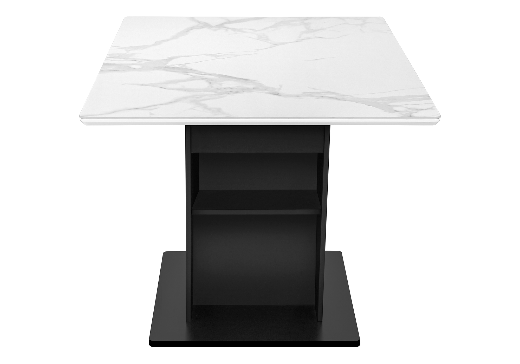 Monarch Specialties - Table A Manger, 60" Rectangulaire, Plateau En Pierre Frittée, Salle À Manger, Cuisine, Pierre Blanche, Stratifié Noir, Contemporain, Moderne
