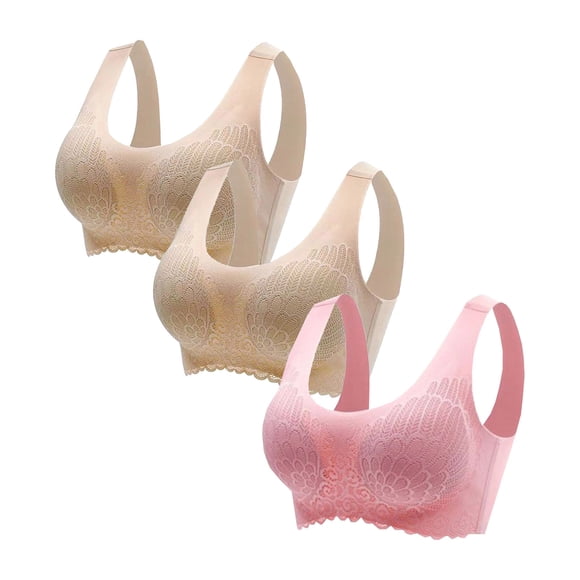Bigersell Women's Seamless Sports Bra 3-Pack Women Top Bra Wire-Free Underwear Vest Style Sport Lingerie Female Padded Bralettes for Women Tall Polyester Sport Bra Style 1337, Multicolor M