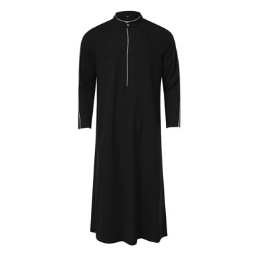 Ketyyh-chn99 Chemises d'Été pour Hommes Vêtements d'Automne Hommes Arabia Décontracté à Manches Longues avec Poche Robe Ample Chemise Robe Noir,2TG