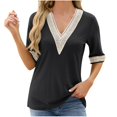 thumbnail image 1 of Timegard Hauts pour Femmes Manches Mi-Longues en Broderie Anglaise Col en V Ample Été Plage Tunique Décontractée pour Porter avec des Leggings, 1 of 7
