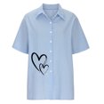 thumbnail image 4 of EQWLJWE Chemises pour Femmes Liquidation Femmes Manches Courtes Décontracté Femmes Imprimé Manches Courtes Ample Bouton Col Rabattu Chemise Blouse Unie, 4 of 6