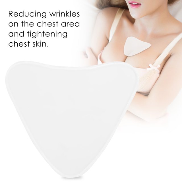 Anti Wrinkle Chest Pad Decollete Pad Silicone Pad Reusable Chest Pad Anti Aging Chest Pad Anti Wrinkle Silicone Chest Pad Decollete Care Reusable Pads. Transparent silicone chest pad in a heart shape, designed to reduce wrinkles and tighten chest skin. Helps minimize scarring and stretch marks. Reusable and durable, made from safe silicone material. Approximate size: 15 x 13 cm (5.9 x 5.1 in).
