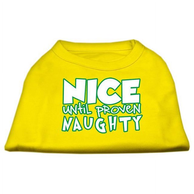 Nice Until Proven Naughty Screen Print Pet Shirt Yellow Xs (8)