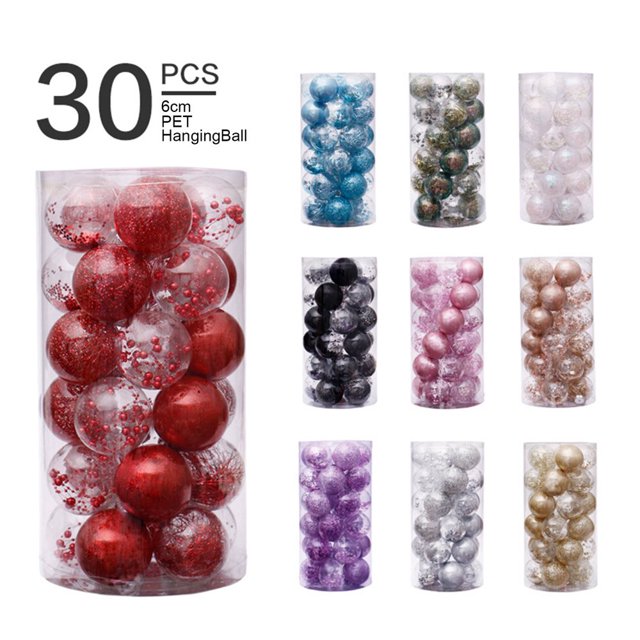 30Pcs/Set Christmas Style Hanging Decor Beautiful PET Glitter Festive Touch Hanging Ball Pendant for Home