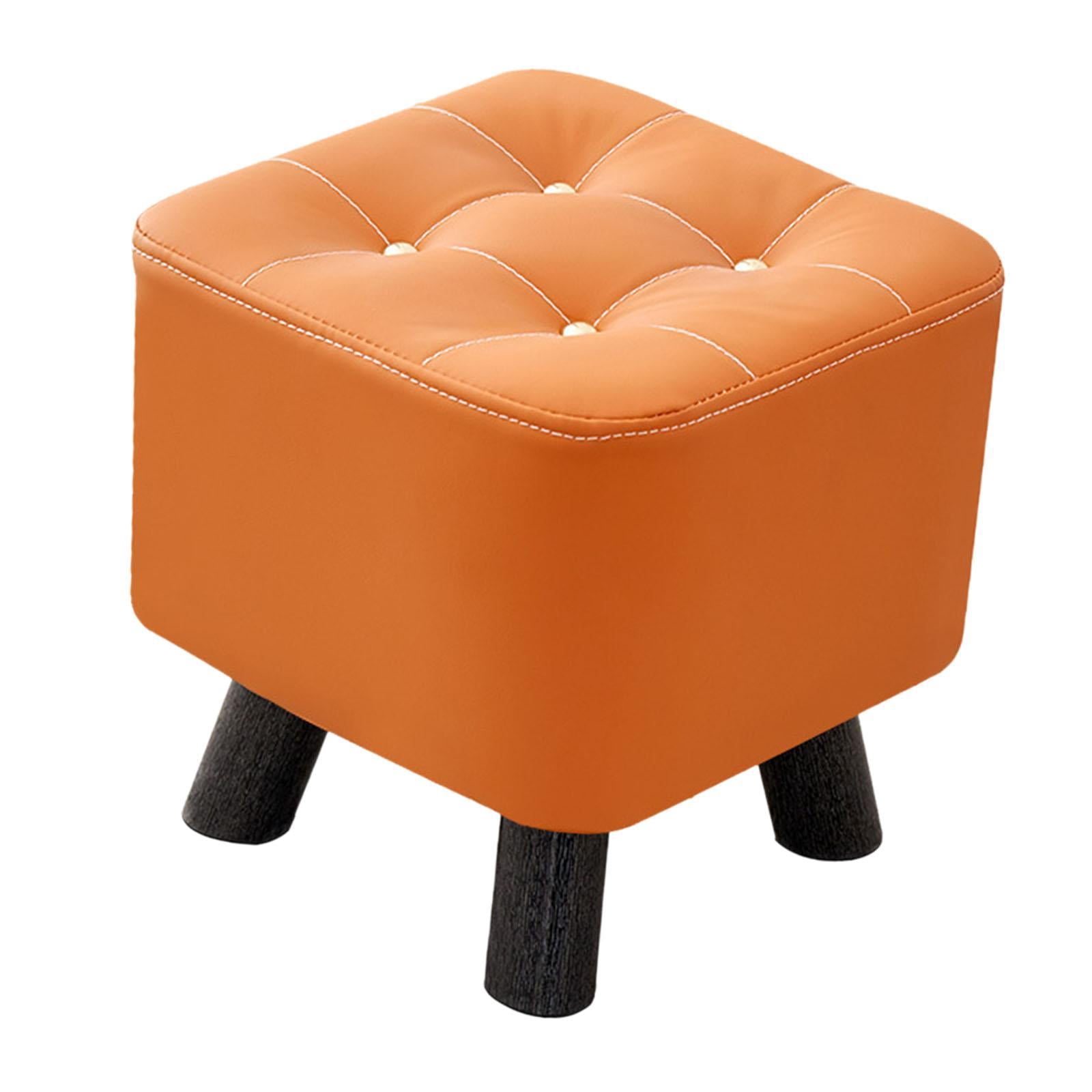Xingzhi Small Footstool Stable Step Stool Footrest Office Room for Dressing Entryway Orange 28x28x28cm