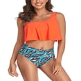thumbnail image 2 of Family Matching Swimwear Mom and Daughter Patchwork Bra Ruffled Tops with Briefs Swimsuit, 2 of 6