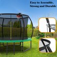 thumbnail image 2 of UIOWIO 10 ft Recreational Trampoline for Kids and Adults Outdoor Trampoline with Basketball Hoop Toddler Backyard Trampoline with Ladder,Enclosure Net,Storage Bag,Green, 2 of 10