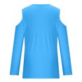 thumbnail image 5 of Yuyuzo Womens Tunic Tops Cold Shoulder Long Sleeve Shirts Loose Solid Color Lightweight Tee Tops, 5 of 5