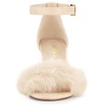 thumbnail image 2 of BLISSFUL STEP Women's Shoes Faux Fur Ankle Strap Block Heel Open Toe Sandals Beige 8, 2 of 8