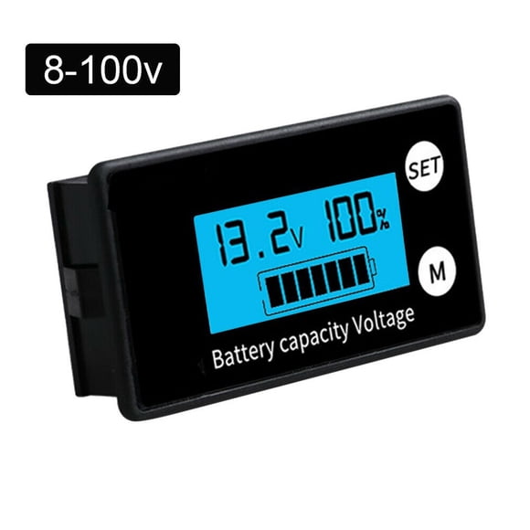 Compteur de Batterie avec Capacité d'Alarme Moniteur de Tension DC 12V 24V 36V 48V 60V 72V