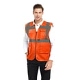 thumbnail image 1 of TOPTIE 5 Pockets High Visibility Safety Vest with Reflective Strips, Working Uniform Vest-Neon Orange-M, 1 of 7