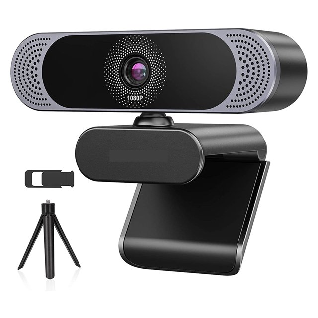Microphone à Réduction de Bruit pour Caméra Web HD 1080P/ Couverture d'Intimité/ Trépied et Caméra Web USB pour Réunion Vidéo, Facile à Installer