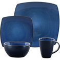 thumbnail image 1 of Gibson Elite Soho Lounge Square 16 Piece Stoneware Dinnerware Set, Blue Bella Blue/Black, 1 of 6