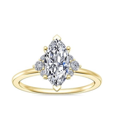 Bague Élégante pour Femmes en Or Jaune Massif 14K, Marquise Naturelle Style Halo Stylée de 0,70 Carat, Taille 4 Diamond
