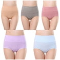 thumbnail image 1 of Plebaso Womens High Waisted Cotton Underwear Full Coverage Ladies Panties Multipack Regular and Plus Size, 1 of 3