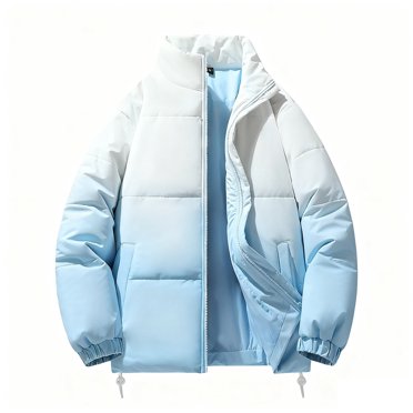 Lovzfmll Manteau Matelassé Dégradé pour Hommes, Manteau d'Hiver Épaissi, Col Montant à Fermeture Éclair devant, Matelassé, Manteaux d'Hiver, Manteau Color Block pour Hommes