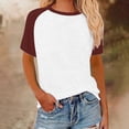 thumbnail image 5 of Womens Summer Raglan T-Shirts Color Block Plus Size Baseball Tees Casual Short Sleeve Loose Pullover Wine, 5XL, 5 of 5