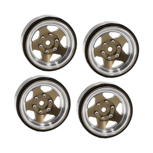 Milaget 4 Pieces 1.3 Inches Beadlock Wheel Rim for FMS Ascent-18 1: 18 RC Car Sturdy Bronze Color