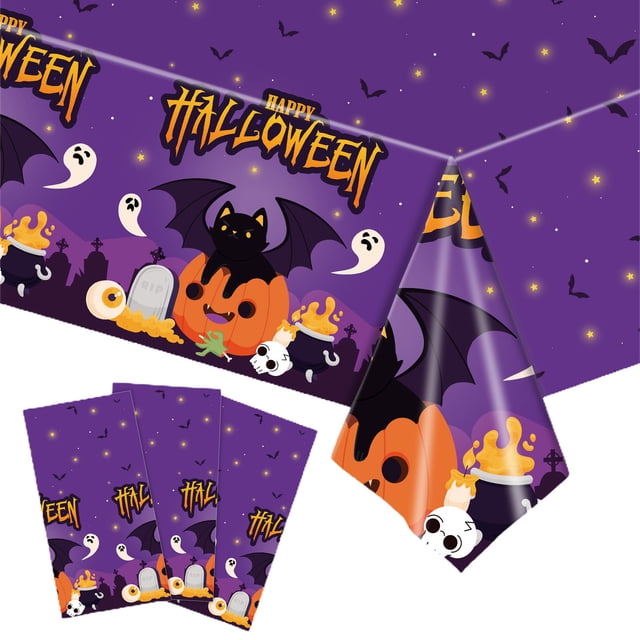 EGNMCR Halloween Decorations, Halloween Ornaments, Halloween Gifts Halloween Party Tableware Set Disposable Scary Party Tablecloth Halloween Theme Party disposable tableware