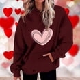 thumbnail image 2 of Plebaso Women's Heart Printed Hoodies Drawstring Long Sleeve Sweatshirts Loose Pullover Tops with Pockets, 2 of 5