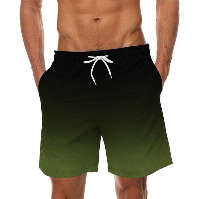 Yuzhih Summer Shorts for Men 2025 Trendy Gradient Color Short Pants Big and Talls Quick Dry Drawstring Beach Shorts