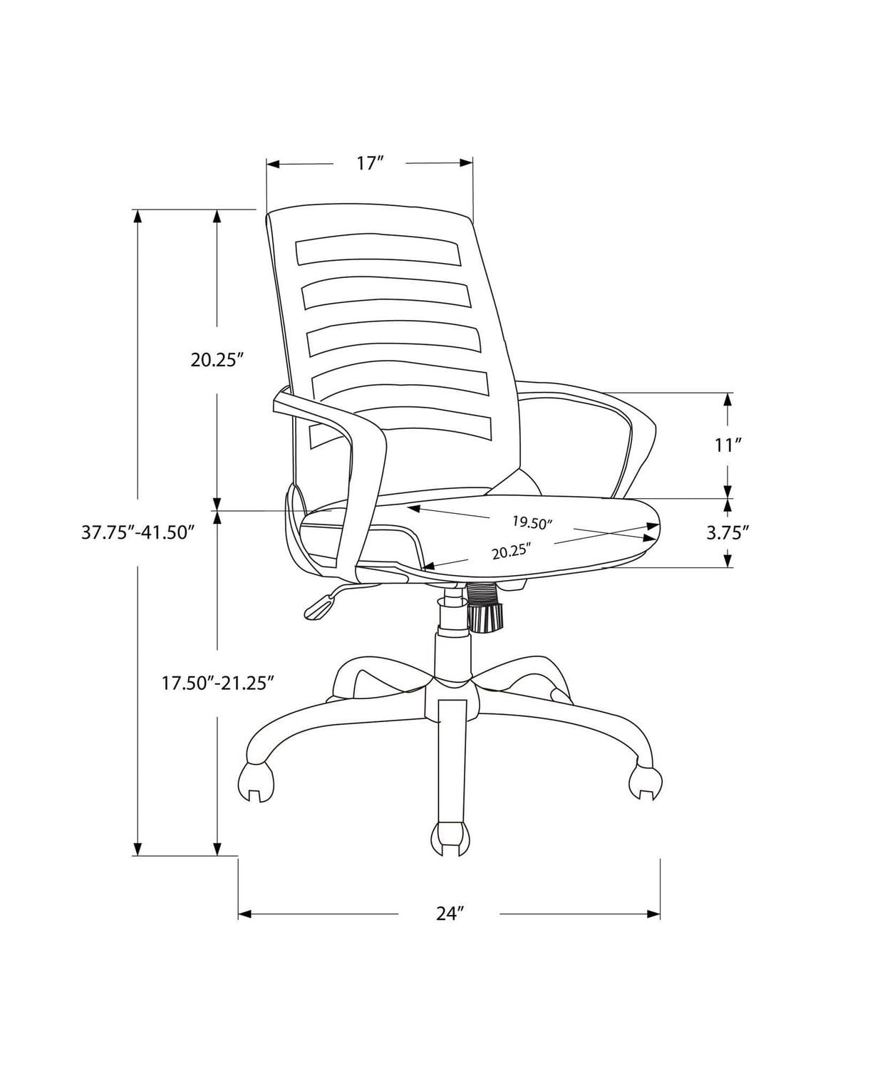 Monarch Specialties Chaise De Bureau, Hauteur Ajustable, Pivotant, Ergonomique, Appuis-bras, Bureau, Travail, Métal, Engrener, Noir, Contemporain, Moderne