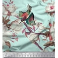 thumbnail image 1 of Soimoi Green Poly Georgette Fabric Floral & Bird Decor Fabric Printed Yard 42 Inch Wide, 1 of 3