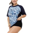 thumbnail image 4 of Charmo Plus Size Rashguard for Women Short Sleeve UPF 50 Swim Shirt Floral Print, 4 of 6