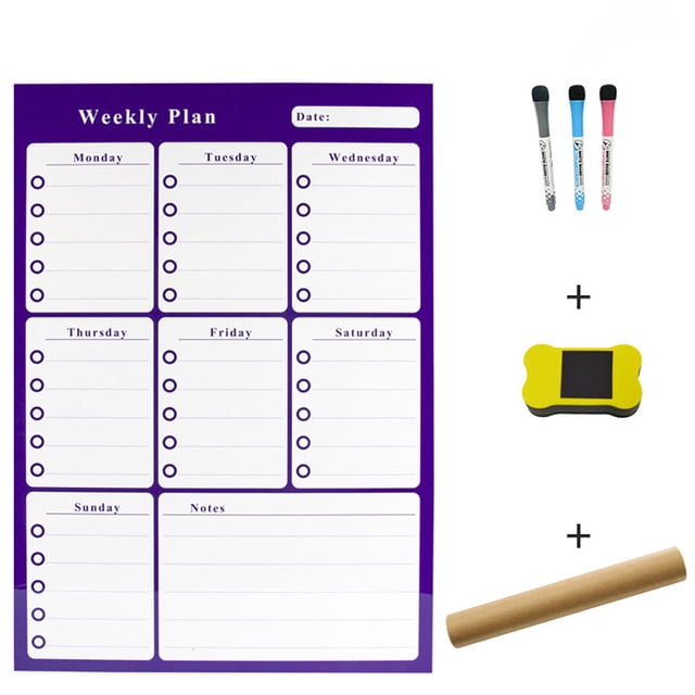 Bangcool Ensemble de Calendrier Tableau Blanc Magnétique 11 x 16 Po Calendrier de Réfrigérateur Planificateur Effaçable à Sec