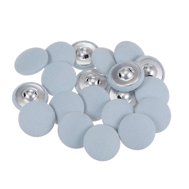 Unique Bargains 20pcs 34L Fabric Cloth Covered Button 21mm Round Metal Shank Sewing Buttons for Suits Dress Blouses, Light Blue