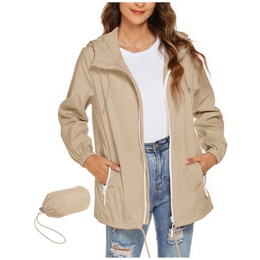 Manteau Léger Beige pour Femmes Hiver Automne à Manches Longues à Capuche Imperméable Veste Chandails à Capuchon Manteau Imperméable Femmes à Fermeture Éclair 2025 Vêtements Y2K TTG