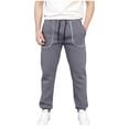 thumbnail image 1 of Ceisia Men Solid Color Loose Casual Pants Elastic Waist Drawstring Sports Gift Work Trousers, 1 of 7