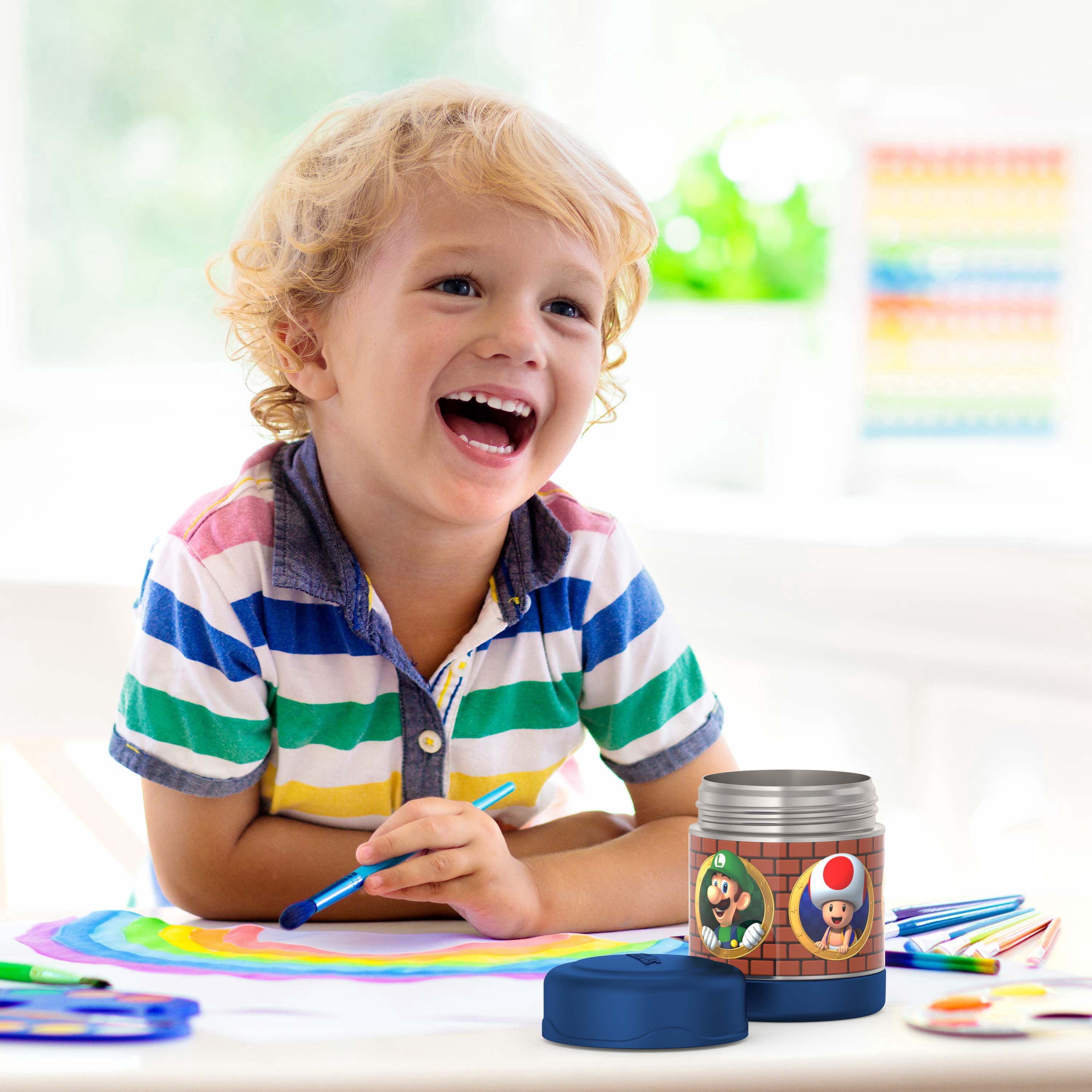 Thermos Kids Pot alimentaire FUNtainer isolé sous vide en acier inoxydable, 295ml, Mario
