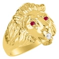 thumbnail image 2 of RYLOS  Rings Yellow Gold Plated Silver Lion Head Ring Rings For Men Men's Rings Silver Rings  Jewelry Size 10, 2 of 7
