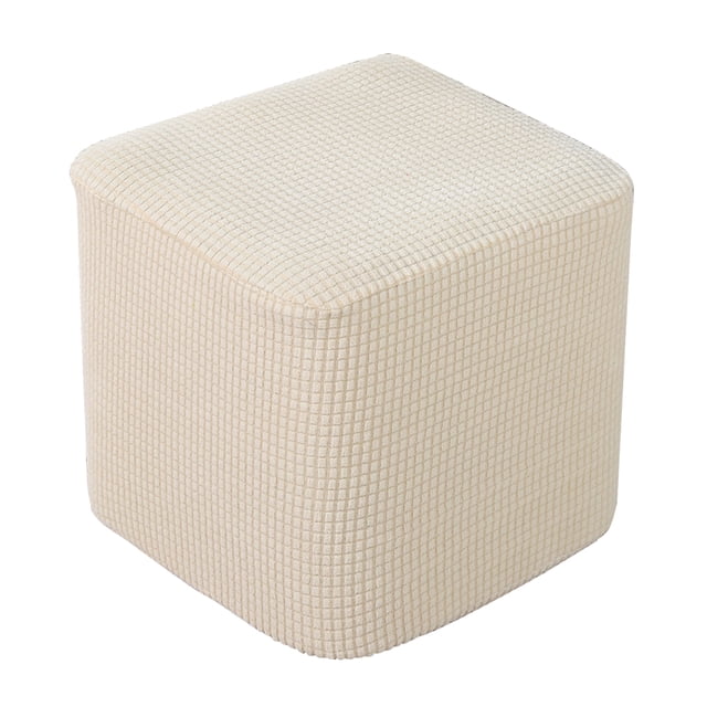 Square Ottoman Slipcover Footstool Protector Covers Storage Stool Ottoman Covers beige