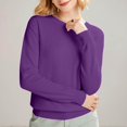 thumbnail image 4 of ManxiVoo Chandail à Capuche Tricoté à Manches Longues et Col Rond pour Femmes, Automne Hiver, Tenue Décontractée, Taille TTG, Violet, 4 of 8