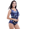 thumbnail image 4 of BIMEI One Piece Mastectomy Swimwear Pocketed Swimsuit Ruffle Bathing Suit 956,Blue,4XL, 4 of 8