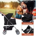 thumbnail image 4 of BestPet Pet Stroller, 4-Wheel Foldable Dog & Cat Travel Carrier Jogger with Mesh Windows, Storage Basket & Cup Holder, Portable Design, Black, 4 of 7