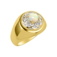 thumbnail image 3 of RYLOS Men's Rings 14K Yellow Gold Designer Gypsy 7MM Round Gemstone & Diamond Ring Opal October Birthstone Rings Size 12, 3 of 6