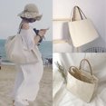 thumbnail image 3 of Women Tote Bag Large Capacity Solid Color Canvas Top Handle Bag Shoulder Bag, 3 of 8