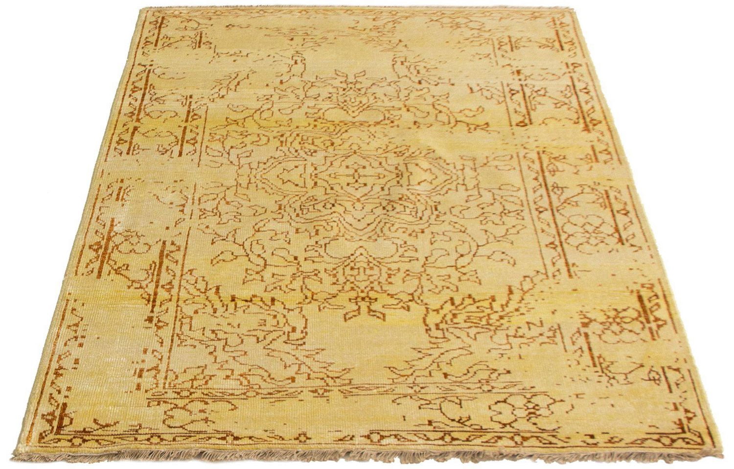 ECARPETGALLERY Tapis Noué à la Main pour Salon, Salle à Manger et Chambre à Coucher Style décontracté Collection Surteint coloré 5'7" x 7'6" en Jaune