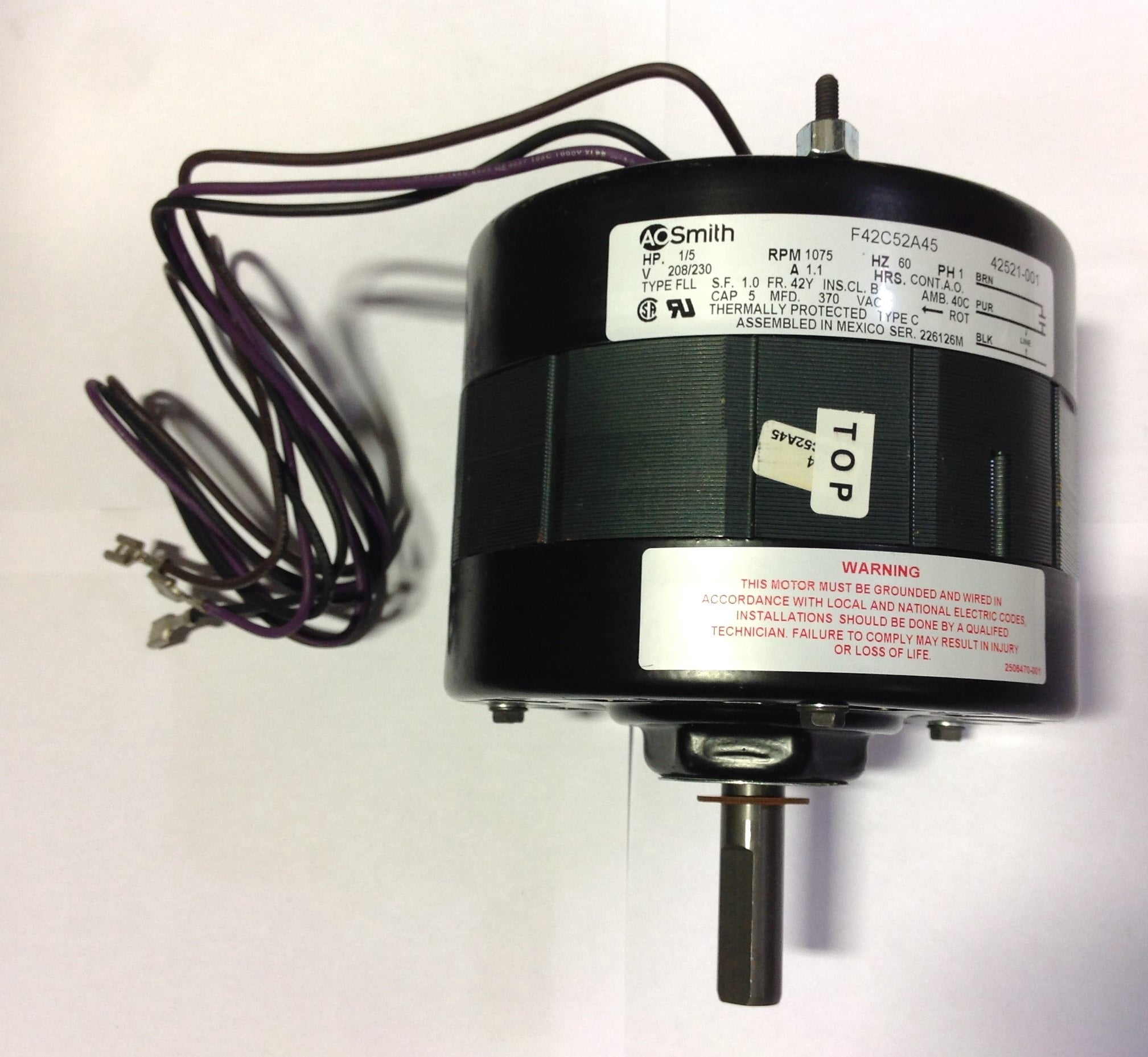 Armstrong Air - R42521-001 - Moteur, Condenseur, 1/5 HP, 1075 Tr/min, 208/230V