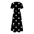 thumbnail image 4 of Tumotour Robe d'Été pour Femmes, Imprimée, Ample, Décontractée, à Manches Courtes, Col Ras du Cou, Ligne A, Évasée, Fluide, à Étages, Chemise, Maxi, Plage, Longue, 2025, Tenues Tendance avec Poches, 4 of 4