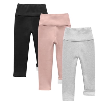 fatyb Lot de 3 Leggings d'Hiver pour Garçons et Filles Doublés en Molleton Pantalons Chauds Bas Taille Haute Extensibles Pantalons Thermiques