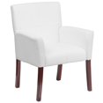 thumbnail image 1 of White Leather Executive Side Reception Chair with Mahogany Legs, 1 of 9