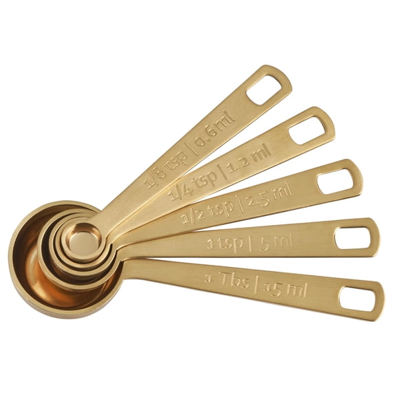 Le Creuset Cuillères à Mesurer, Or, Ensemble de 5 (1/8,1/4,1/2,1 Ct,1 To)