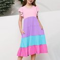 thumbnail image 3 of Plebaso Robes d'Été Décontractées pour Bébés Filles à Manches Volantées, Col Rond, Couleur Unie, Robe à Volants, Vêtements de Mode pour Filles, 3 of 5